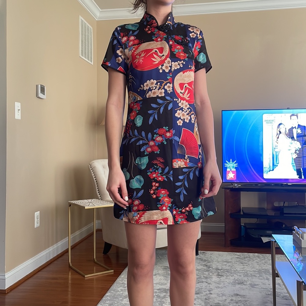 NEW Zara kimono mini dress with high collared buttons